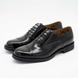 size 7.5G 8 US Gucci Tempe Cap Toe Oxford Dark Brown Leather Lace Up Shoes